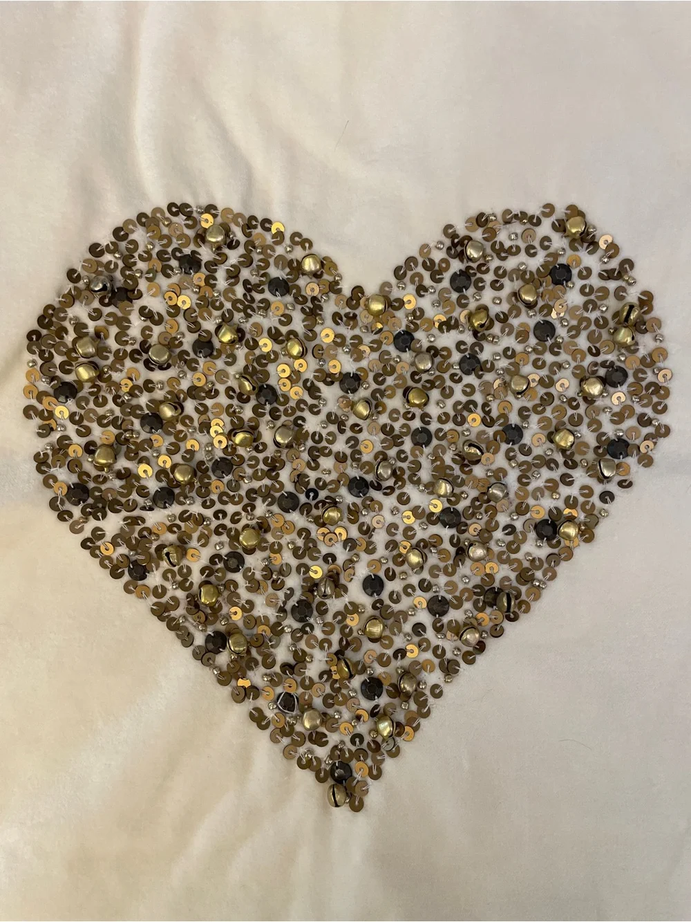 NWT West Elm Gold Sequin Heart Accents Pillow cover 16” x 16”